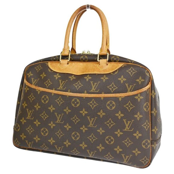 LOUIS VUITTON LV Logo Deauville Hand Bag Monogram Leather Brown - Picture 1 of 16